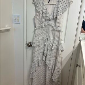 BCBGMAXAZRIA Black and White Polka Dot Midi Dress